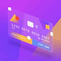 Free vector isometric glass effect credit card