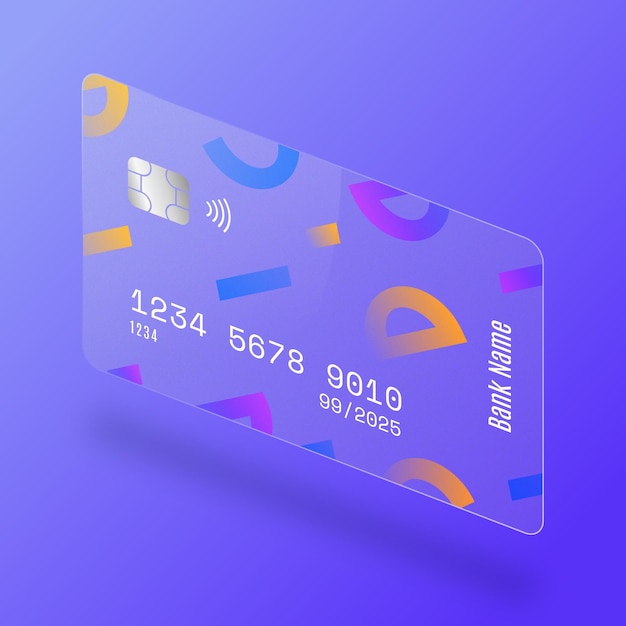 Isometric glass effect credit card