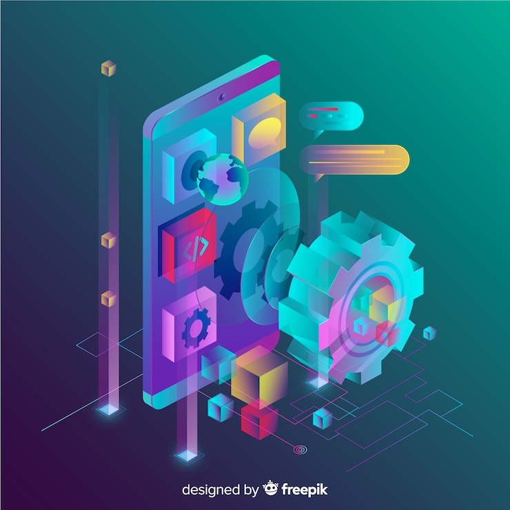 Free Vector isometric gradient 3d mobile phone background