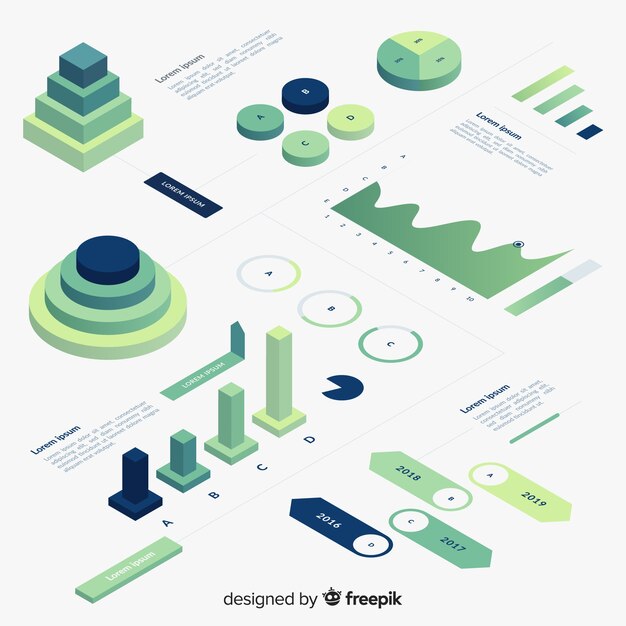 Изометрические градиент инфографики элемент коллекции