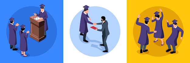 Free vector isometric graduation design concept with round compositions