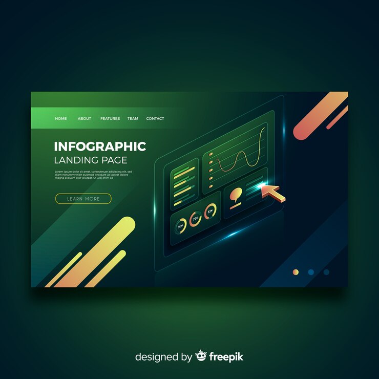 Free Vector isometric green infographic landing page