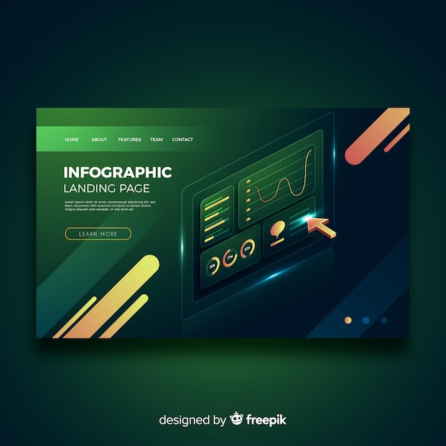 Isometric green infographic landing page