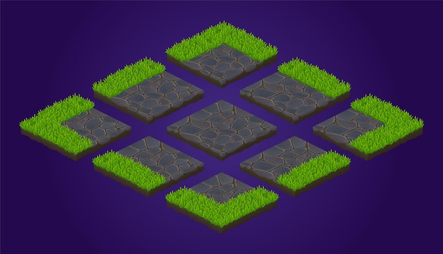 Бесплатное векторное изображение Изометрическая земляная плитка игра текстура брусчатка