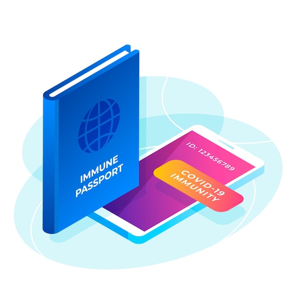 Бесплатное векторное изображение Изометрический паспорт здоровья и планшет