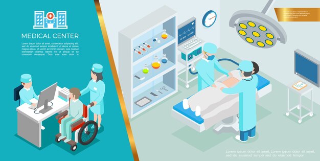 Isometric healthcare colorful concept 