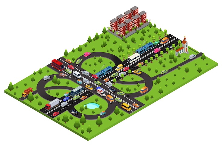 Free Vector isometric highway traffic template