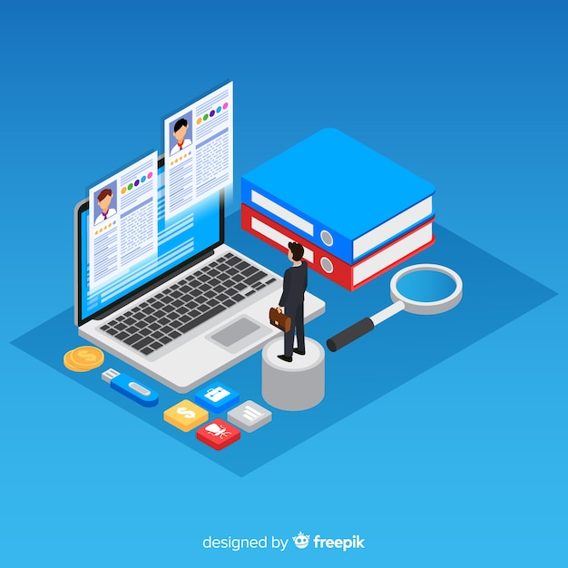 Free vector isometric hiring concept background