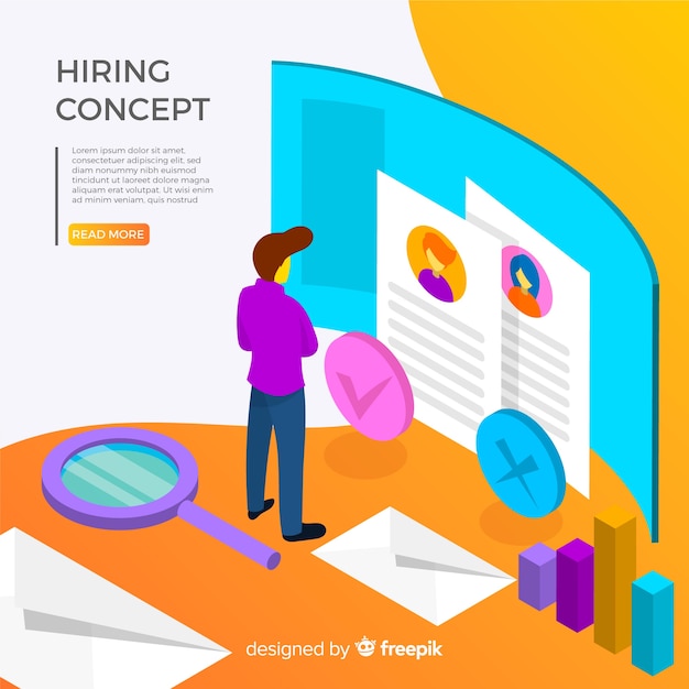 Free vector isometric hiring illustration template