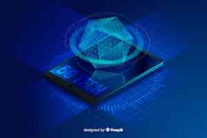 Free vector isometric hologram 5g concept background