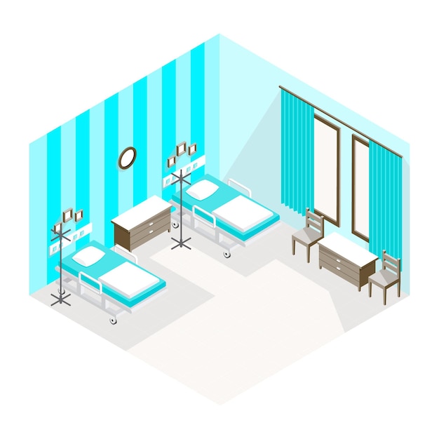 Isometric hospital room