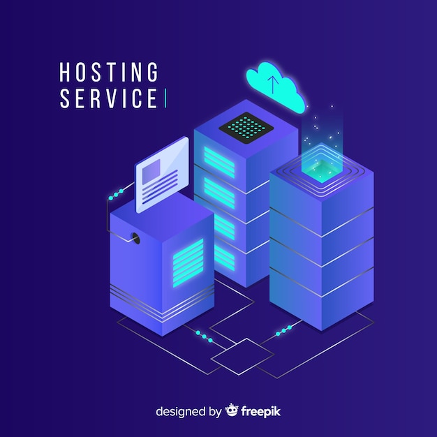 Free vector isometric hosting concept