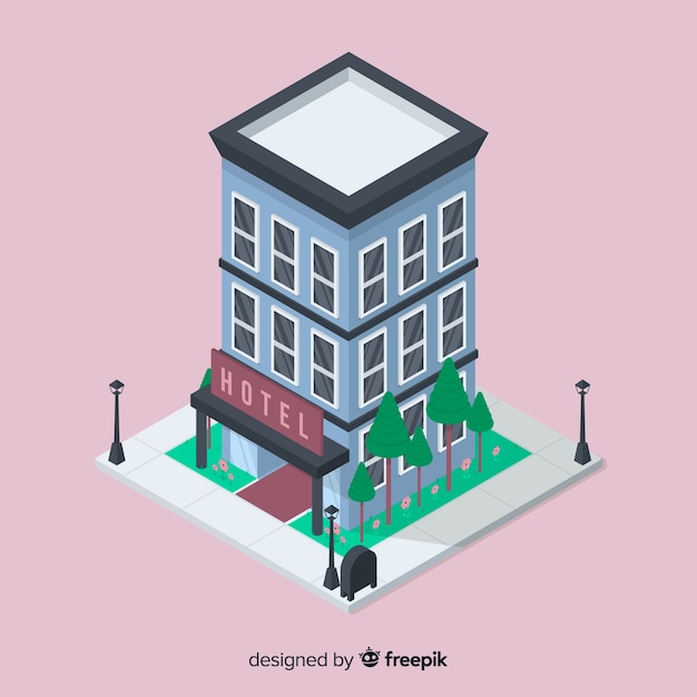 Free vector isometric hotel building background