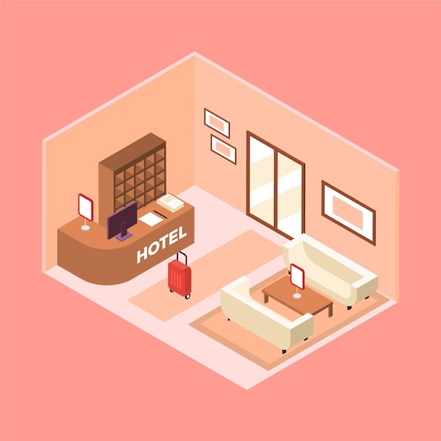 Free vector isometric hotel reception concept