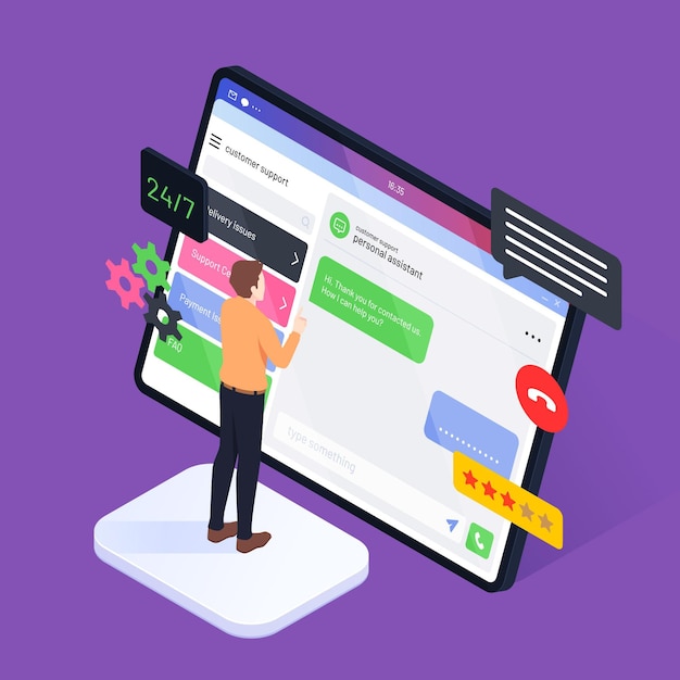 Бесплатное векторное изображение Служба поддержки клиентов изометрической иллюстрации