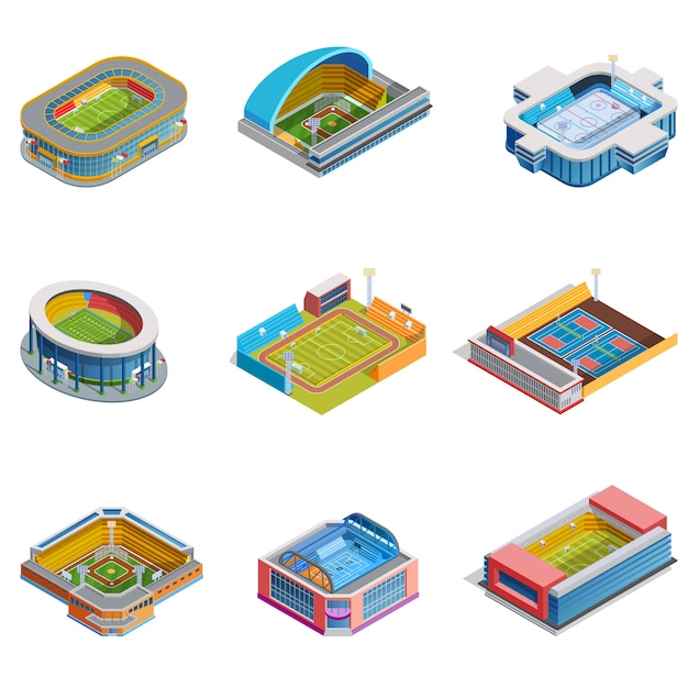 Isometric images stadiums set