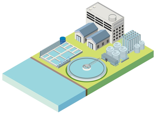 Free vector isometric industrial area of desalination plant