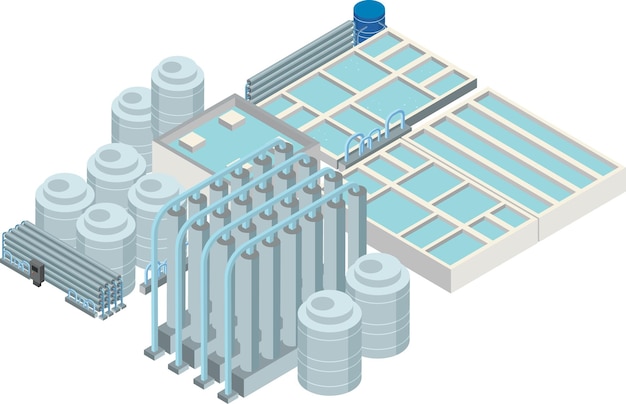 Isometric industrial area of desalination plant