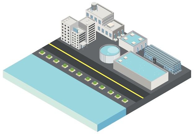 Free vector isometric industrial area of desalination plant