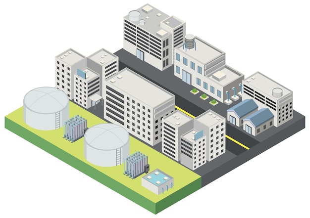 무료 벡터 담수화 플랜트의 아이소메트릭 산업 영역