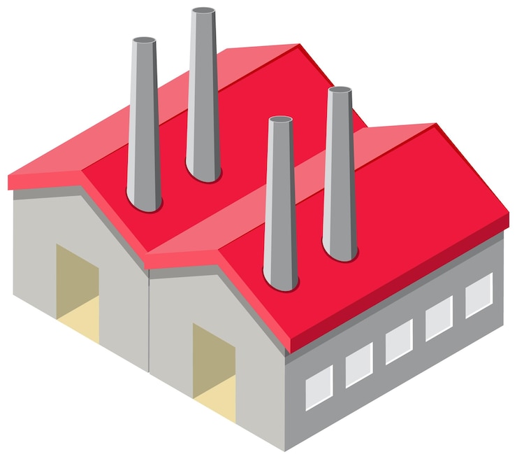 Free Vector isometric industrial building on white background