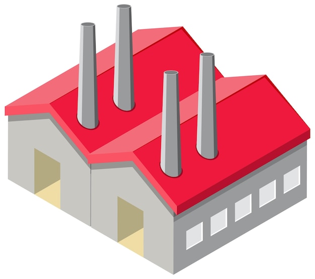 Isometric industrial building on white background