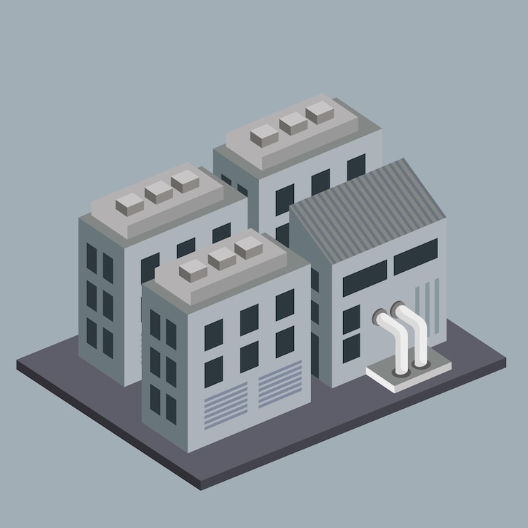 Free Vector isometric industrial gray building
