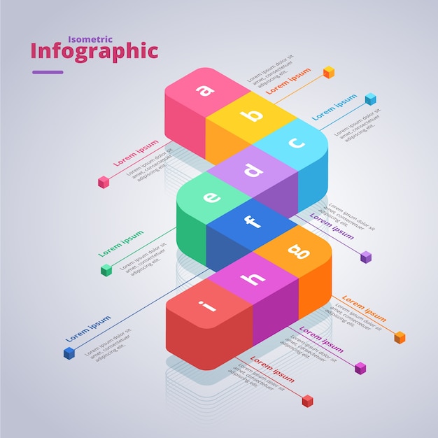 Progettazione isometrica del modello di raccolta infographic