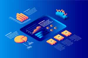 Free vector isometric infographic concept with process