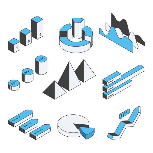 Isometric infographic element collection