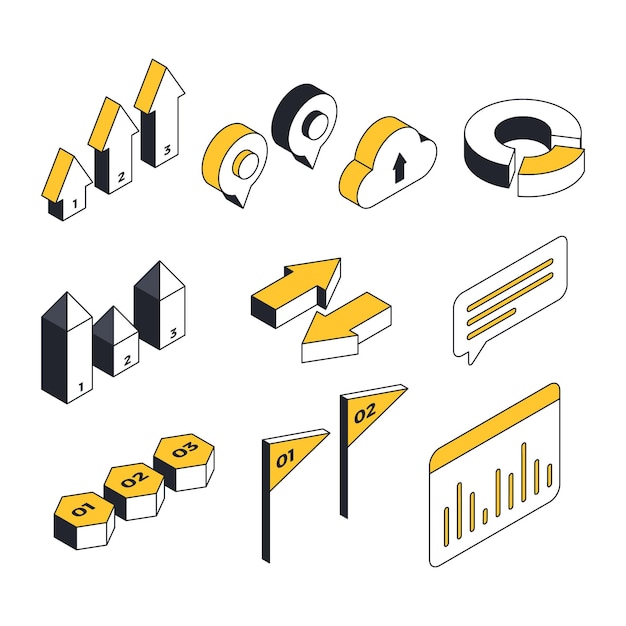 Free vector isometric infographic element collection