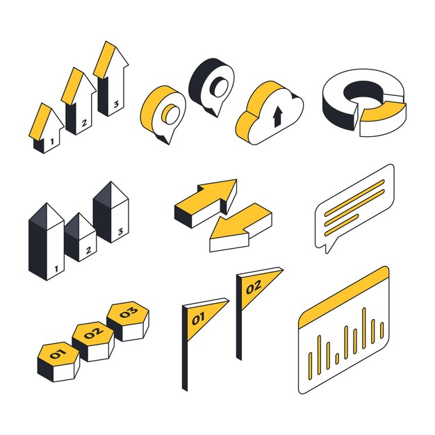아이소 메트릭 infographic 요소 컬렉션