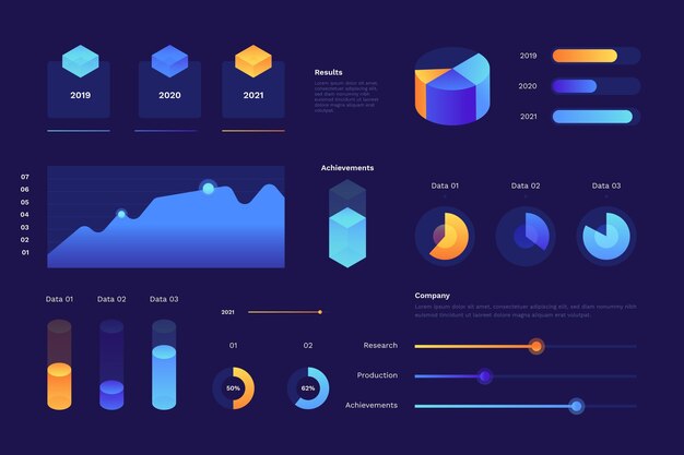 Isometric infographic element collection