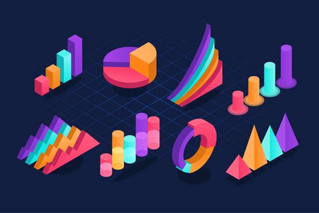 Isometric infographic element collection