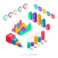 Free vector isometric infographic element pack