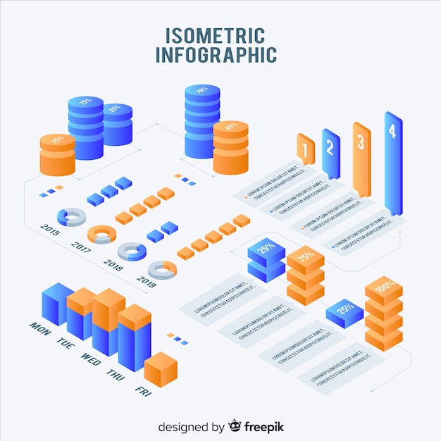 Free vector isometric infographic element pack