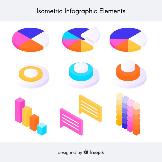 Изометрические инфографики элементы коллекции