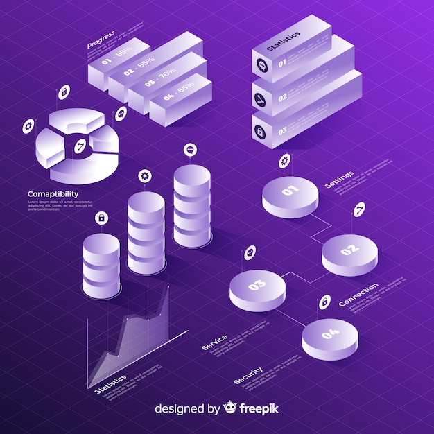 Free vector isometric infographic elements collection