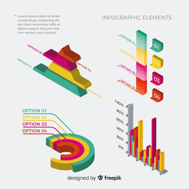 Isometric infographic elements collection