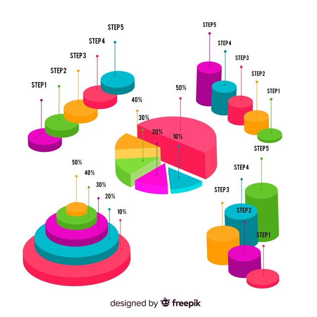 Изометрические инфографики элементы коллекции
