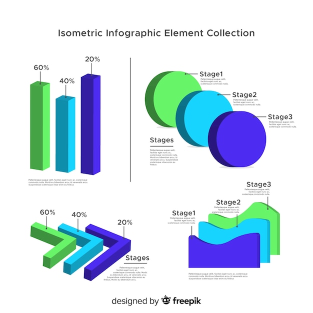 Isometric infographic elements collection