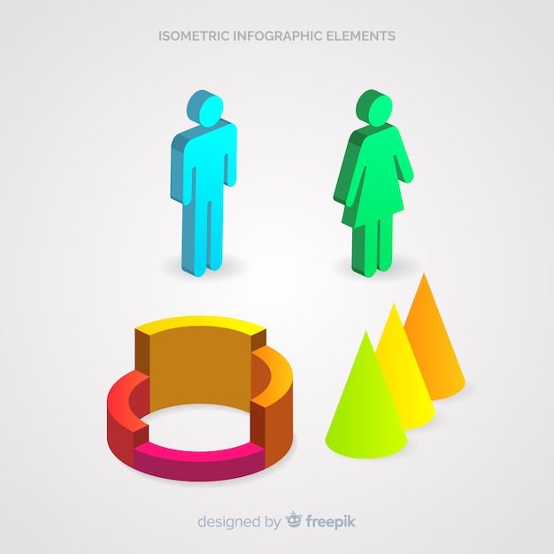 Vettore gratuito raccolta di elementi isometrici infografica