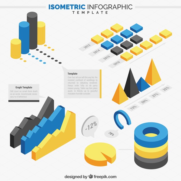 Isometric infographic elements template