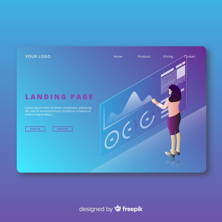 Free Vector isometric infographic landing page