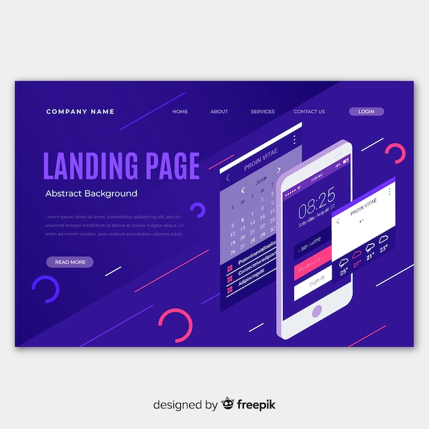 Isometric infographic landing page