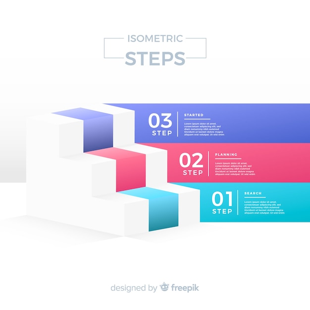 Free vector isometric infographic steps concept