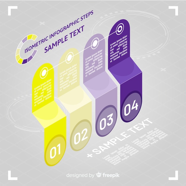 무료 벡터 아이소 메트릭 infographic 단계 개념