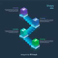 Free vector isometric infographic steps concept