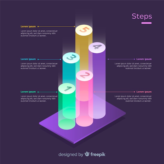 Free vector isometric infographic steps concept