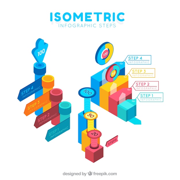 Passi infografica isometrica